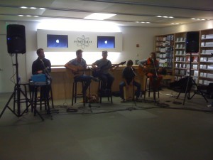 Best sound check ever: "iPhone. MacBook. Apple Stooooore— of the FUTURE!"